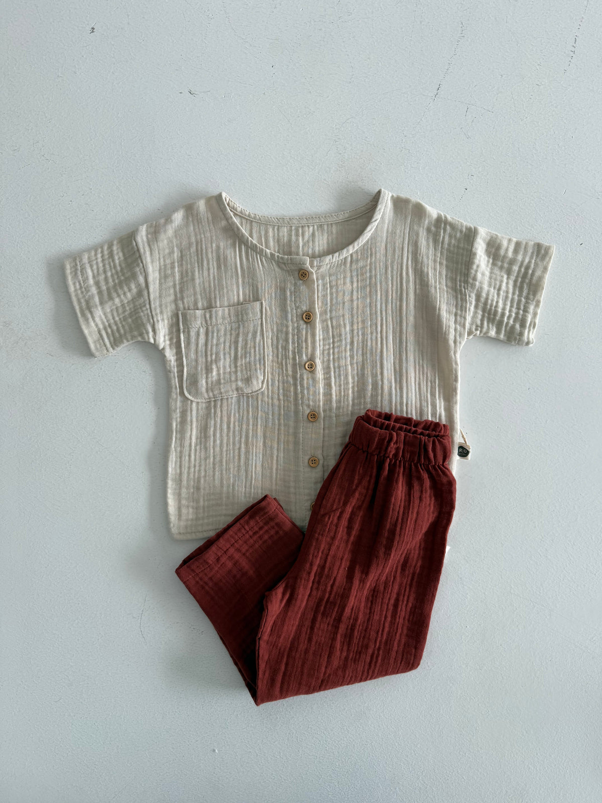Pamuklu Müslin Bebek Takımı | RG Brand – Yumuşak ve Nefes Alabilir | RG368 - KİREMİT