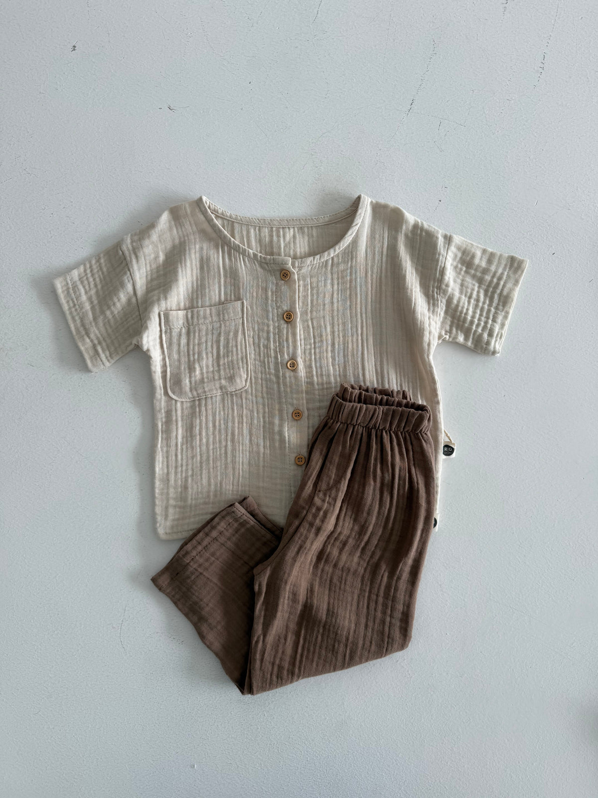 Pamuklu Müslin Bebek Takımı | RG Brand – Yumuşak ve Nefes Alabilir | RG368 - VİZON