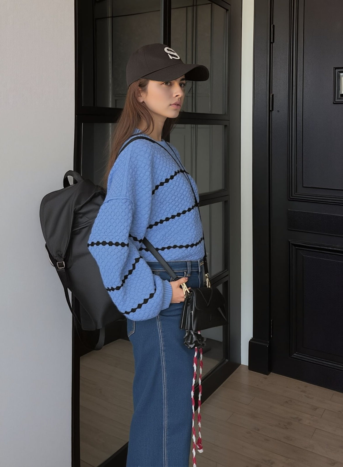 Splash Pattern Knit Sweater 1009 - Blue