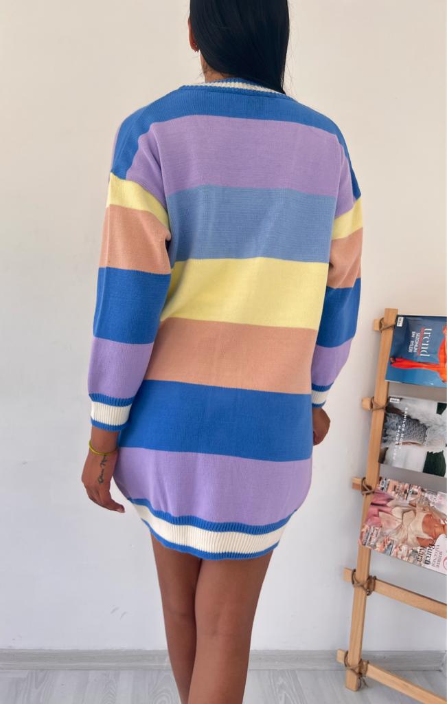 Cardigan colorat 837 - Albastru