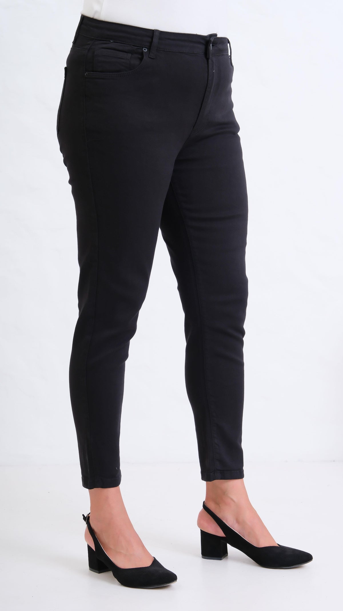 Yüksek Bel Battal Kesim Dar Paça Black Jean Pantolon