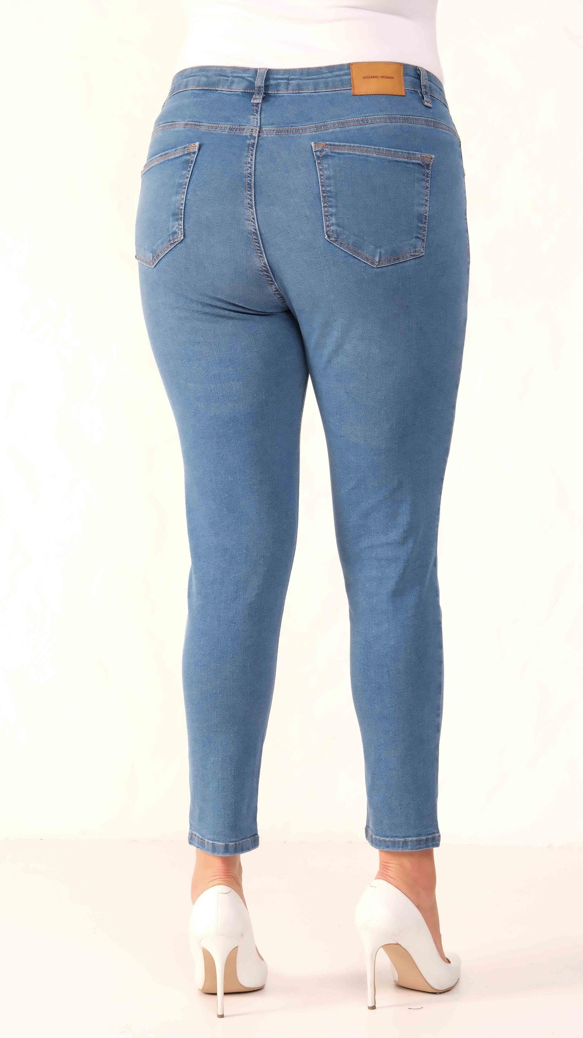 Yüksek Bel Battal Kesim Dar Paça Blue Jean Pantolon