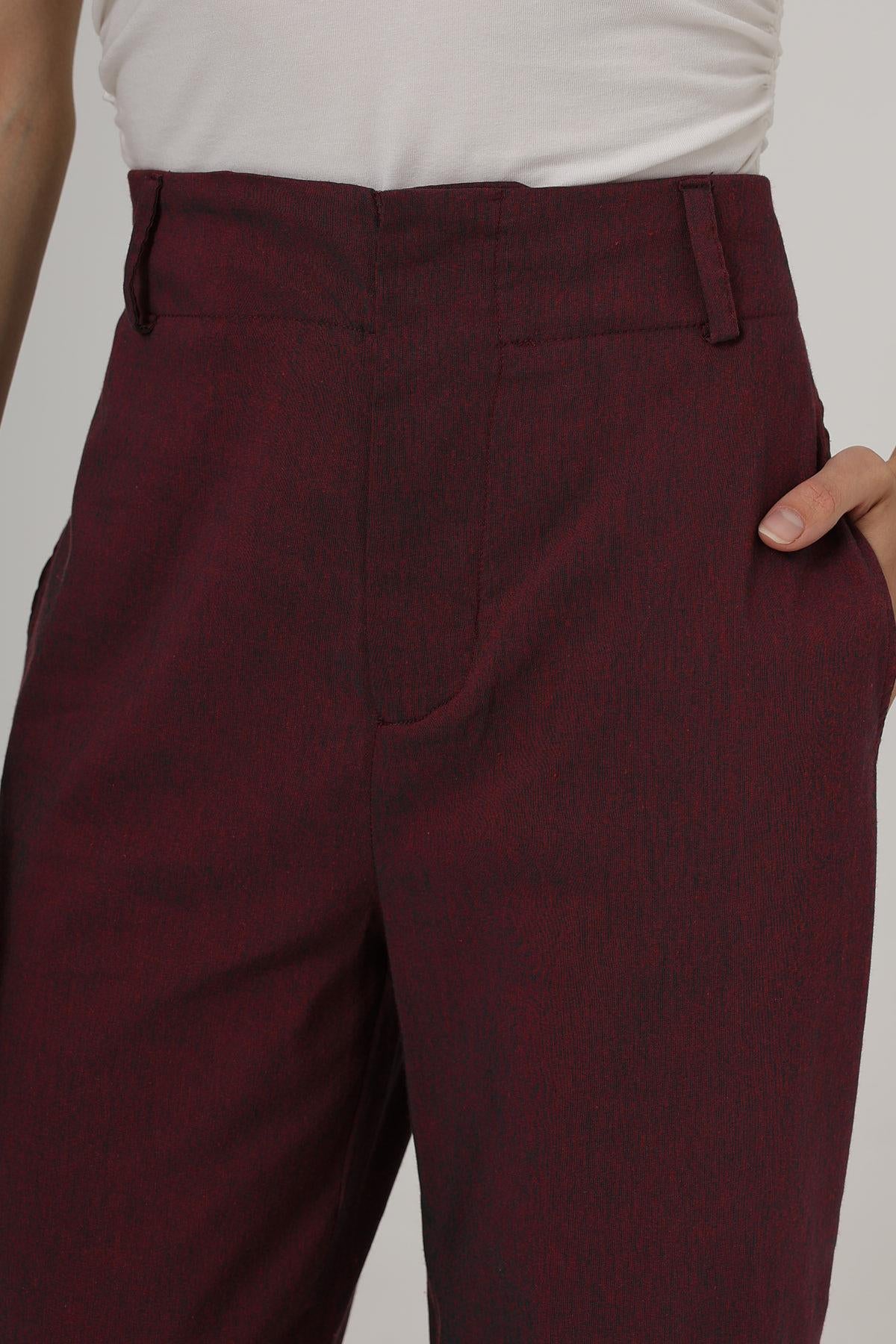 Pantaloni Picior Dublu - Bordo