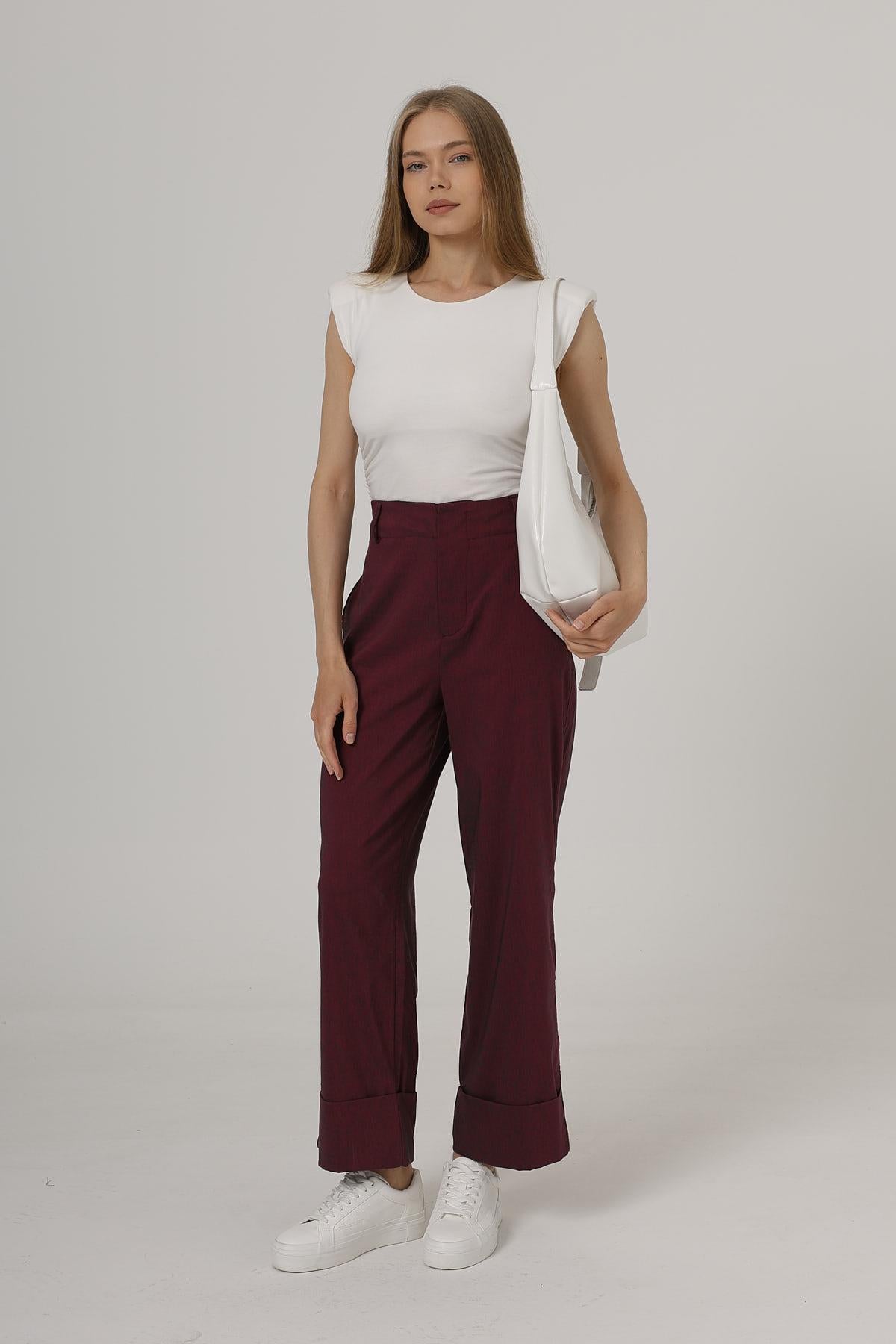 Pantaloni Picior Dublu - Bordo