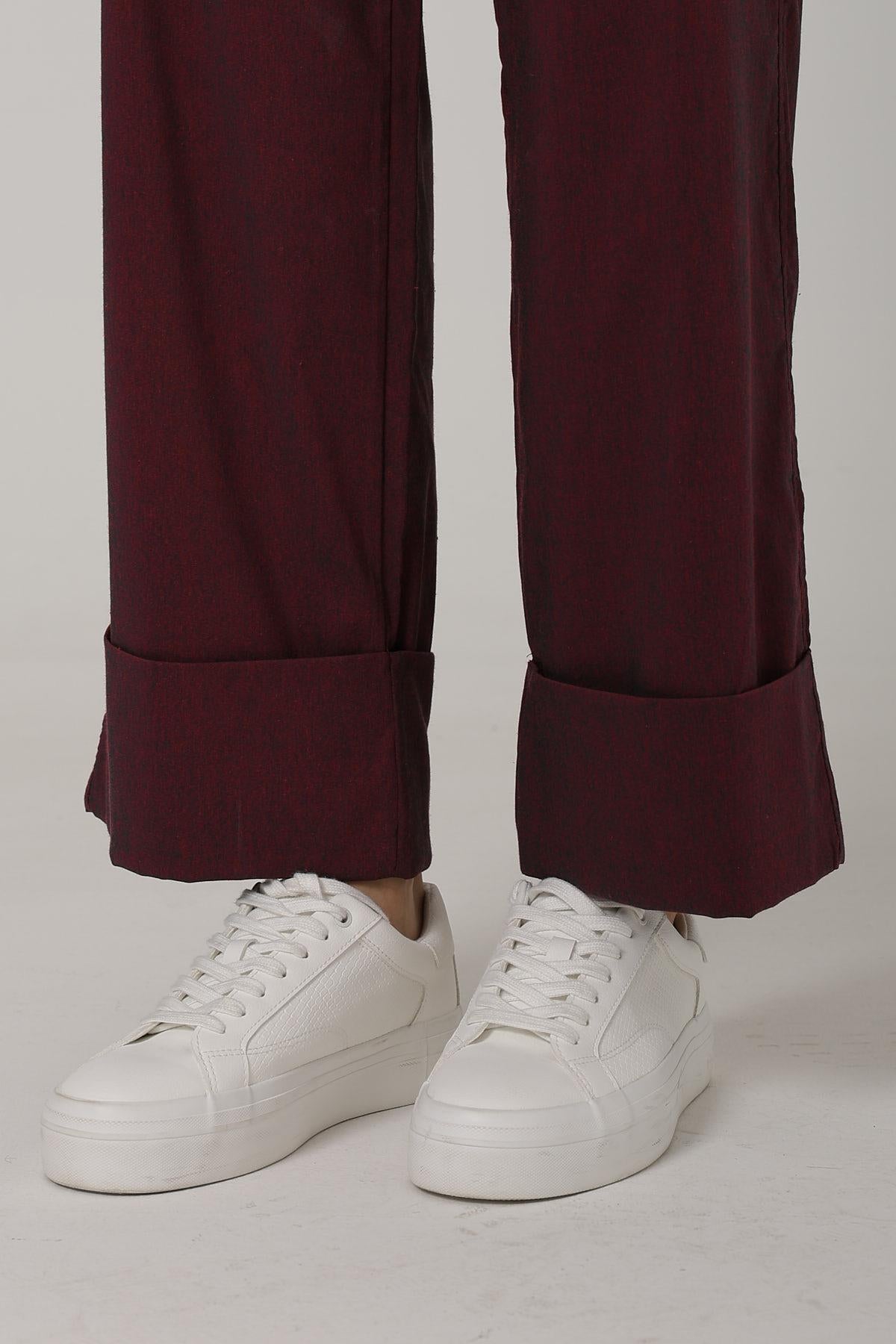 Pantaloni Picior Dublu - Bordo