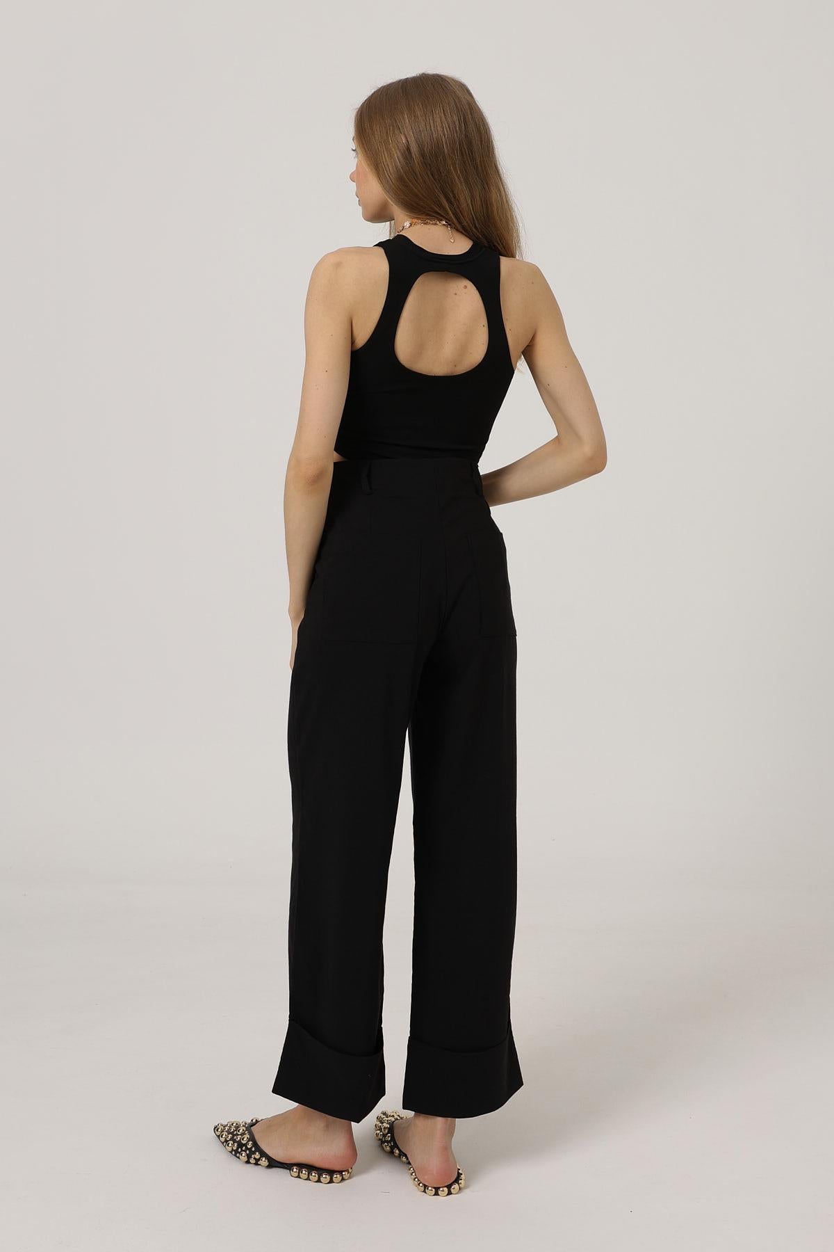 Pantaloni Picior Dublu - Negru