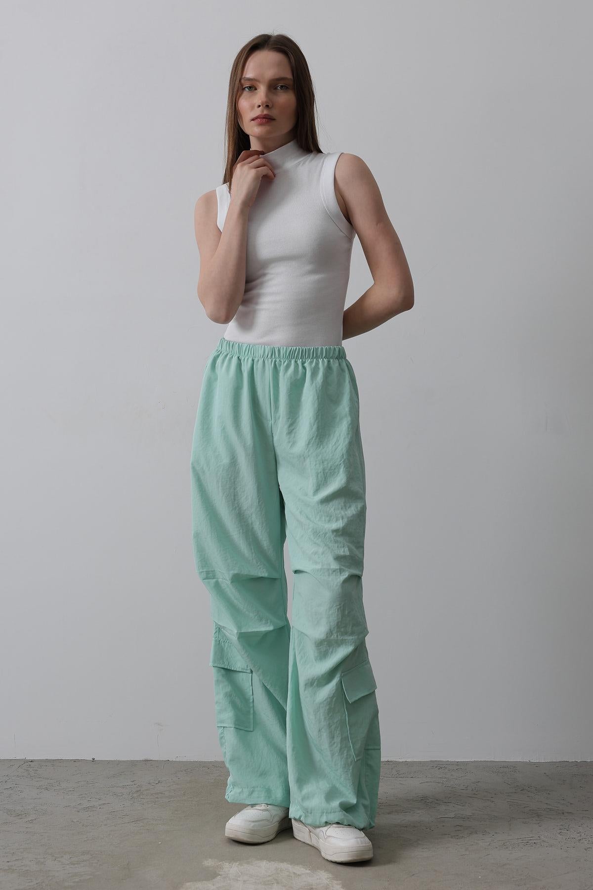 Pantaloni Cargo Parașută - Mentă