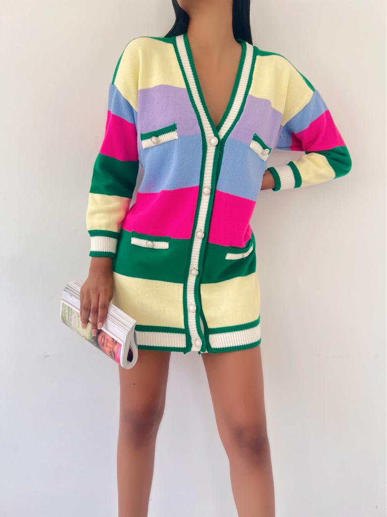 Cardigan colorat 837 - Verde