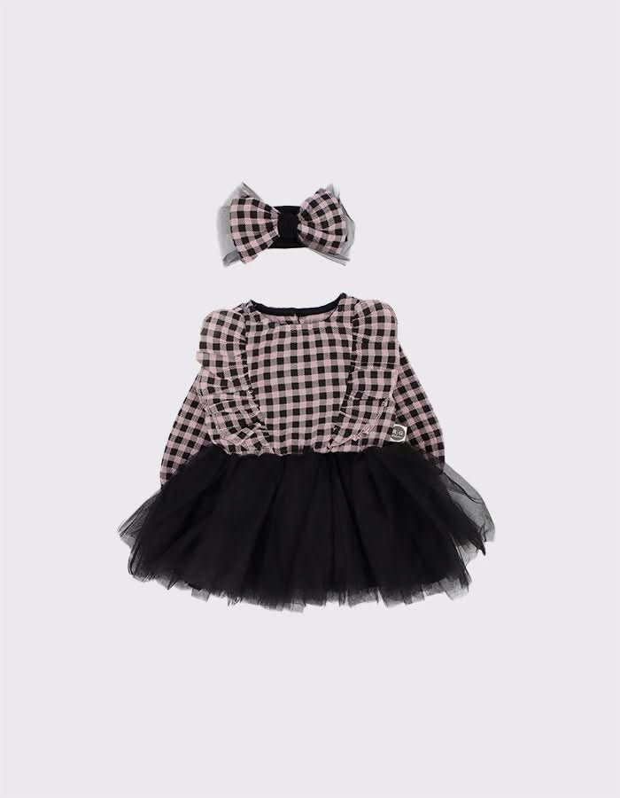 Kız Bebek Parti Elbisesi Ve Saç Bandı | 6 Ay–4 Yaş | RG Brand | RG256 - GRİ