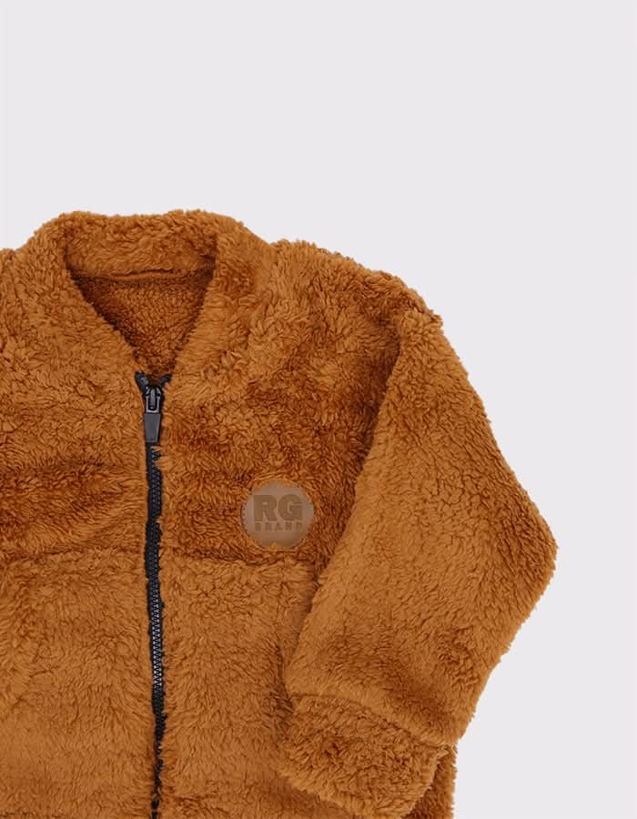 Bebek Unisex Fermuarlı ve Cepli Kışlık Hırka | 6 Ay–4 Yaş | RG Brand | RG258 - KİREMİT