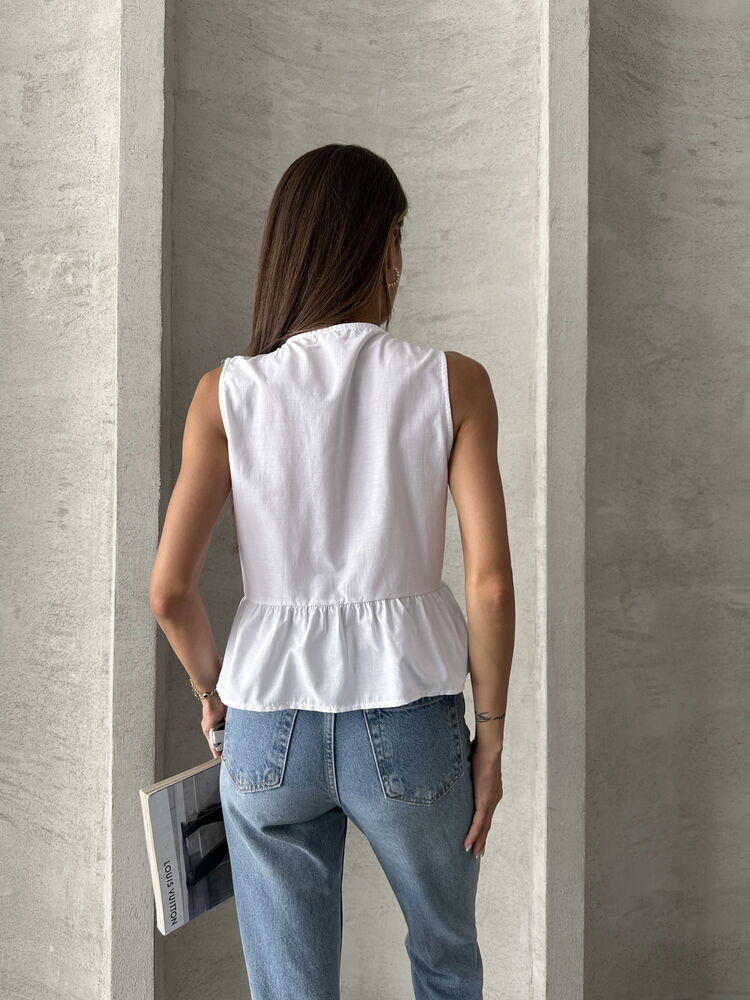 Topshow White Front Tie Wholesale Blouse