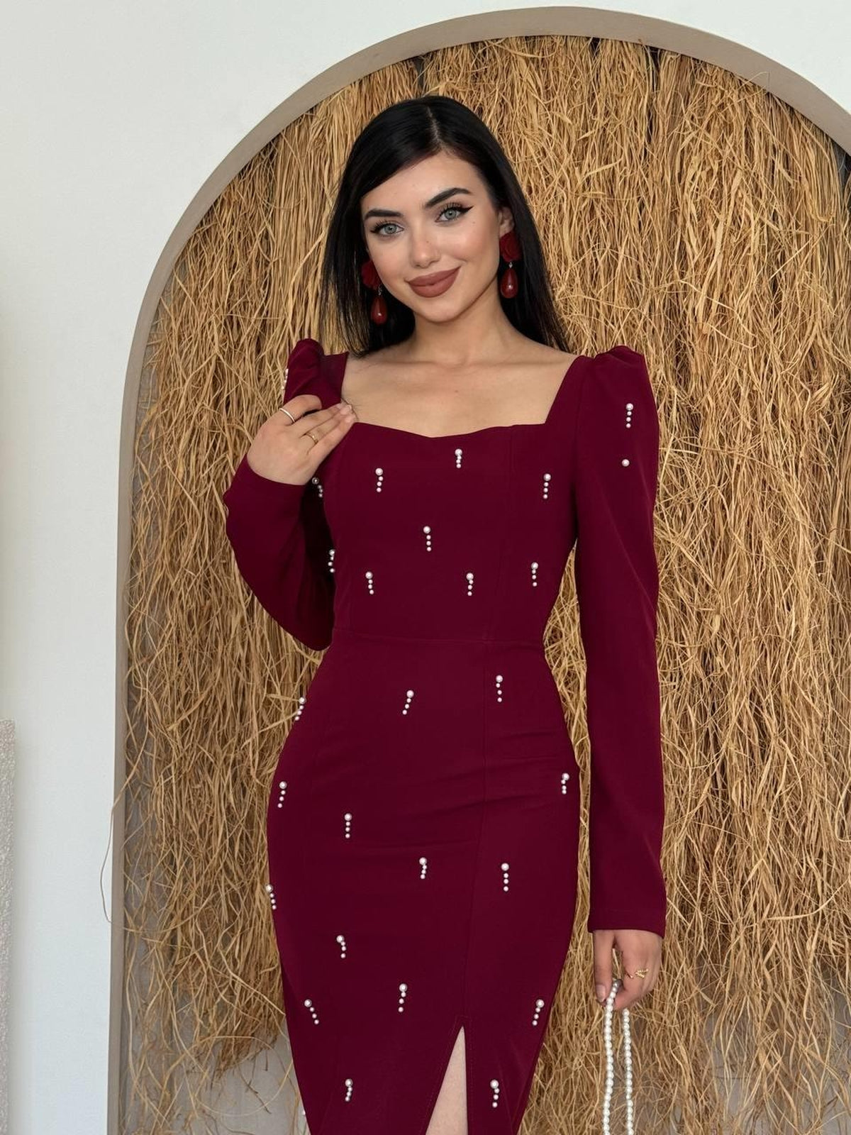 Rochie Boe cu detalii din perle