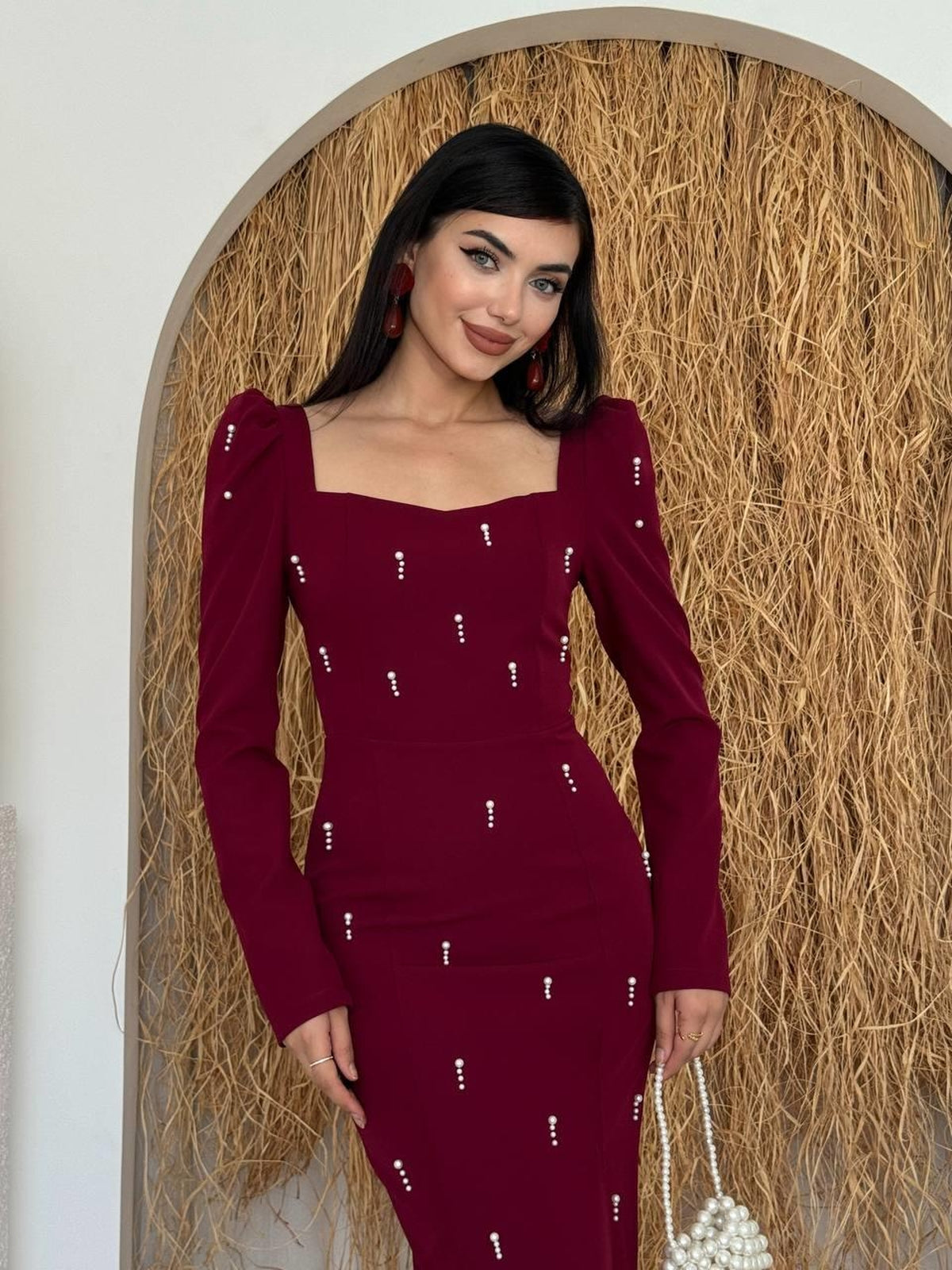 Rochie Boe cu detalii din perle