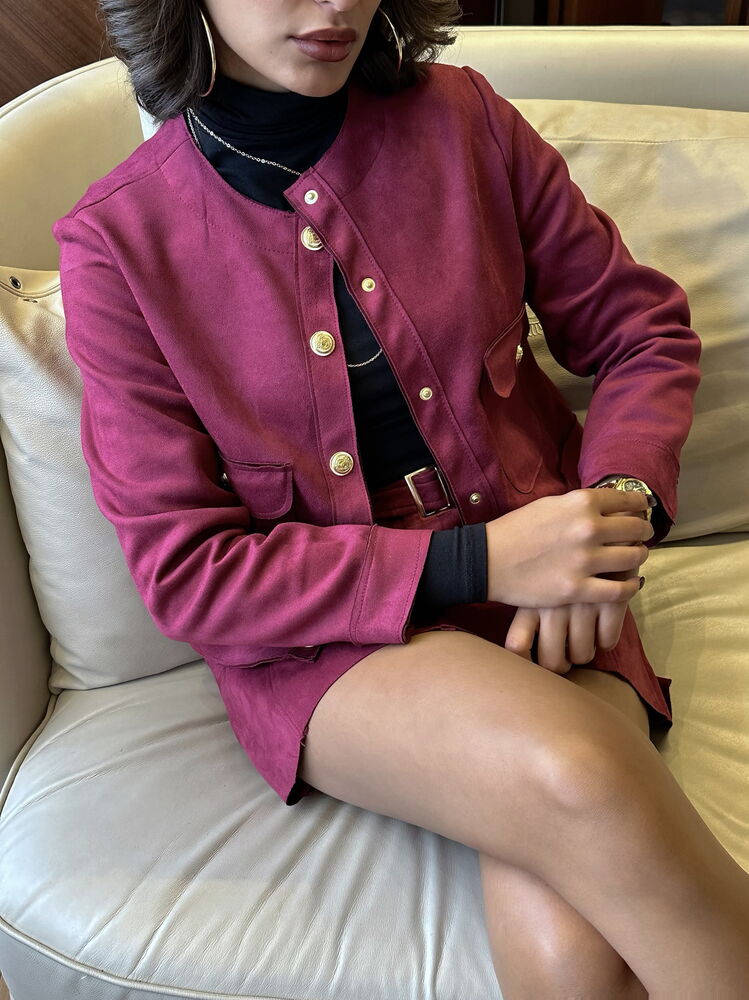Wholesale Jacket with Welt Pockets - Burgundy