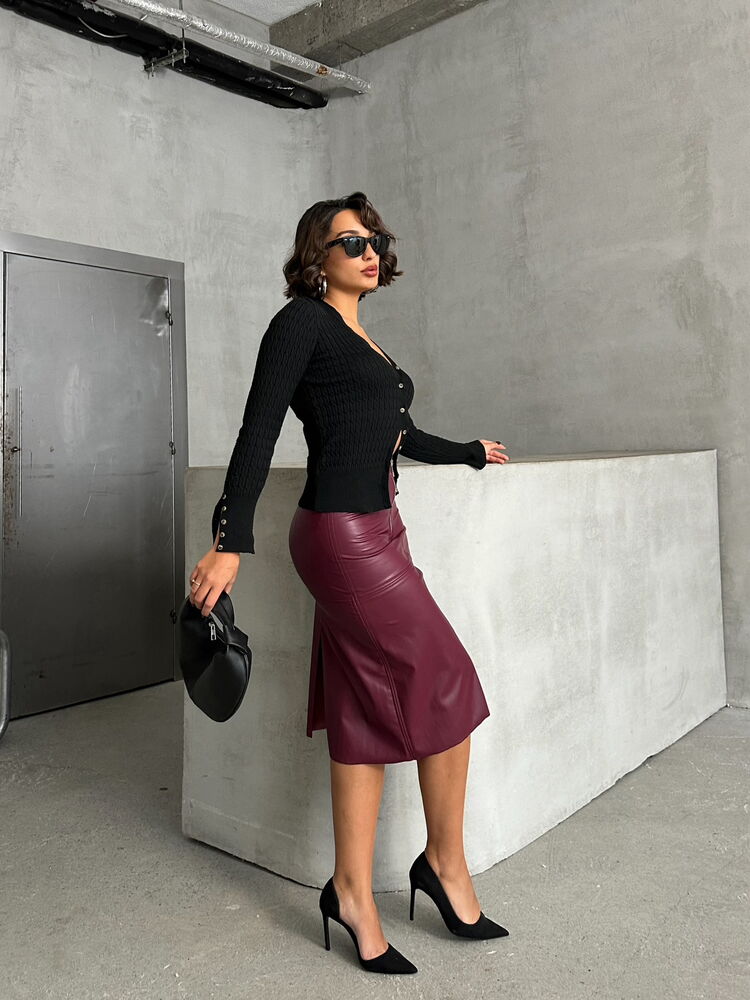 Fuste din piele en-gros - Burgundy