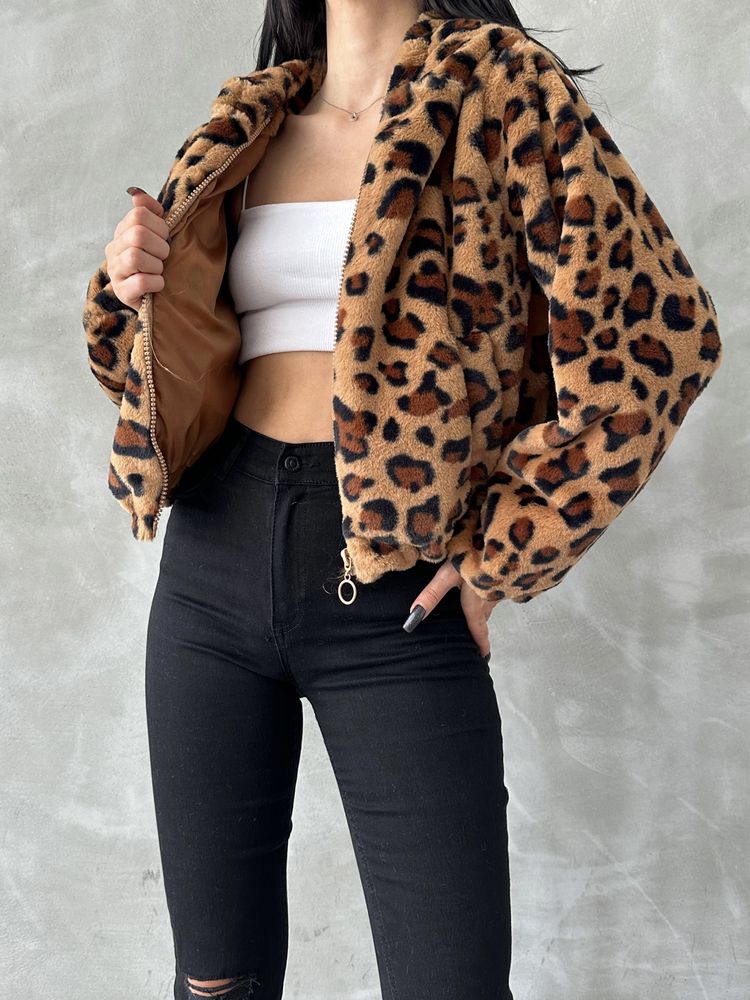 Jachete de pluș cu imprimeu leopard, en-gros - Camel Leopard