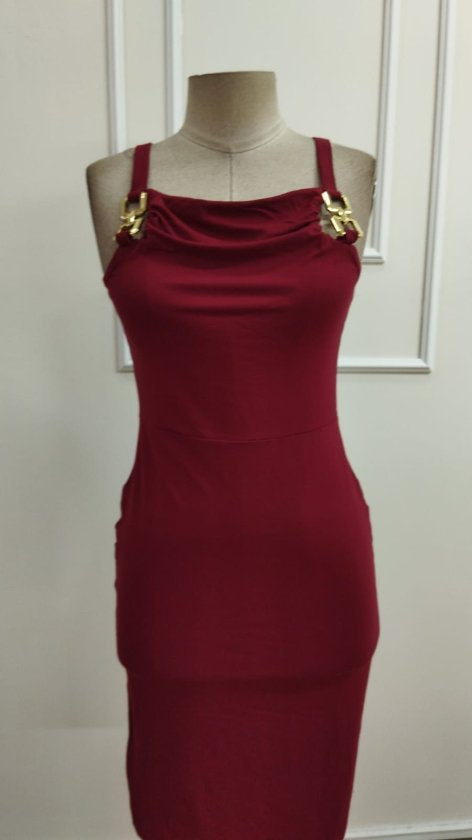 Rochie scurtă femininǎ din Vizcoză, cu umeri descoperiți, guler Bardot, detaliu cu cataramă, 36187