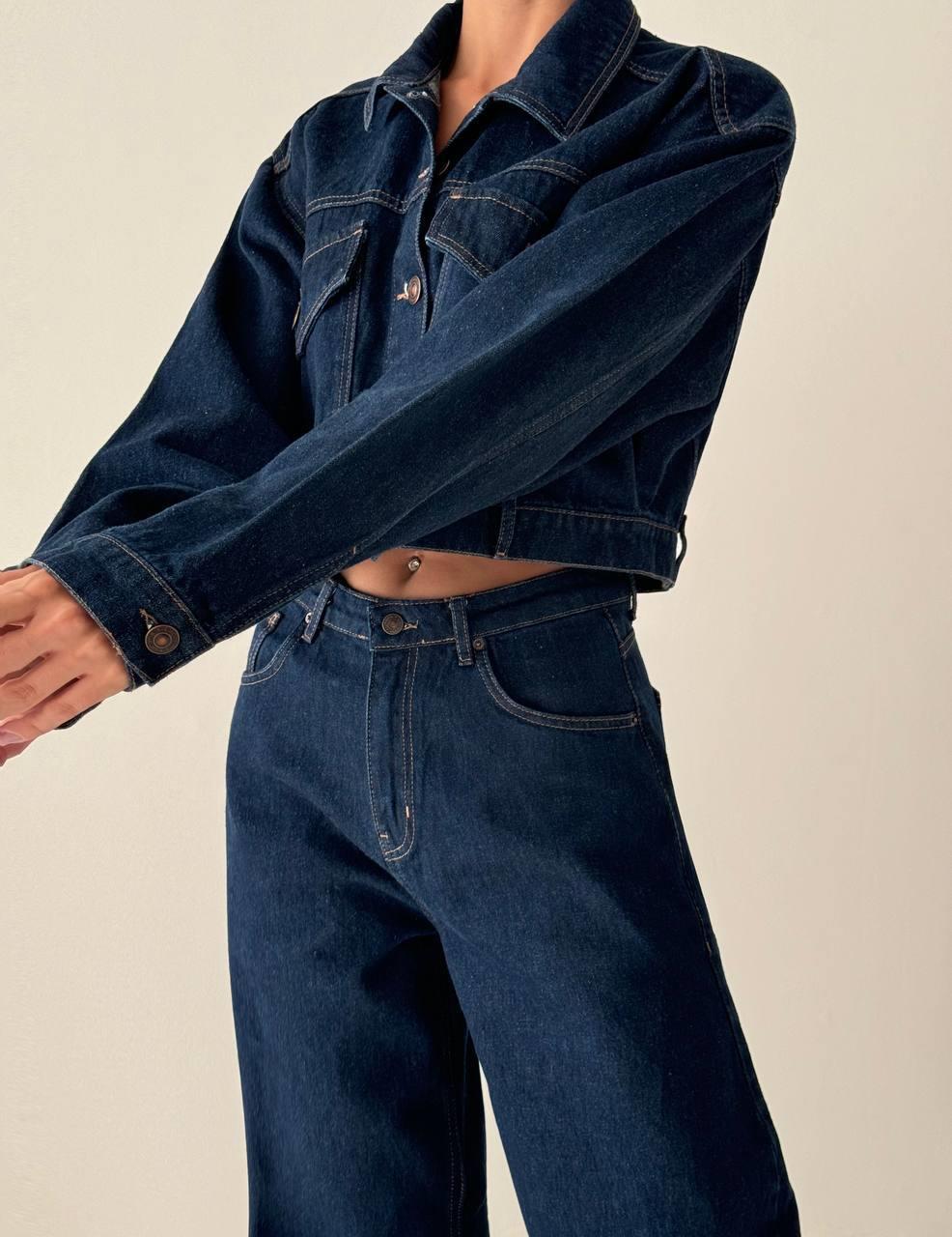 Cep Kapak Detaylı Rinse Denim Ceket