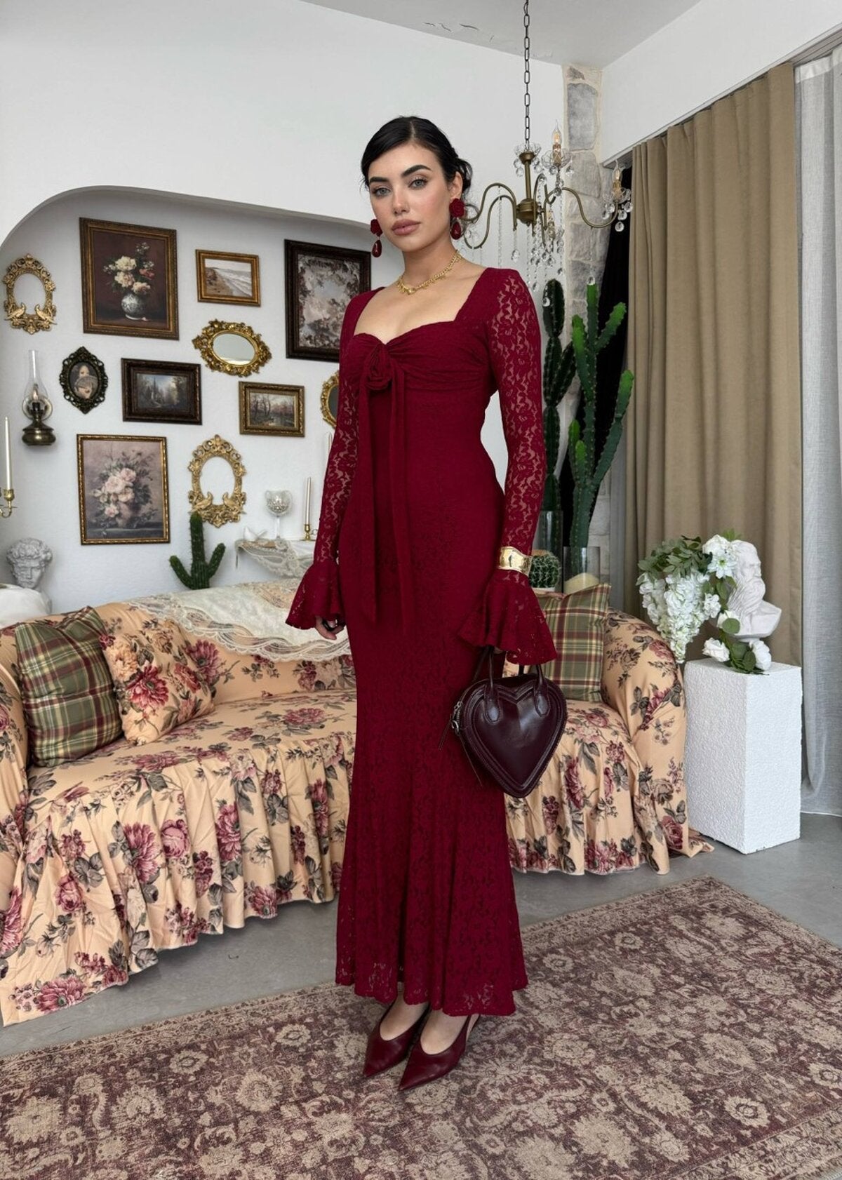 Cesam Gül Detaylı Elbise