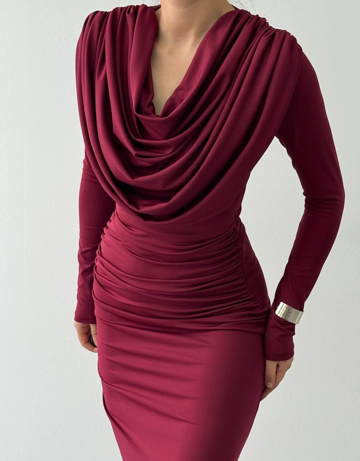 Crimson Drape Elbise