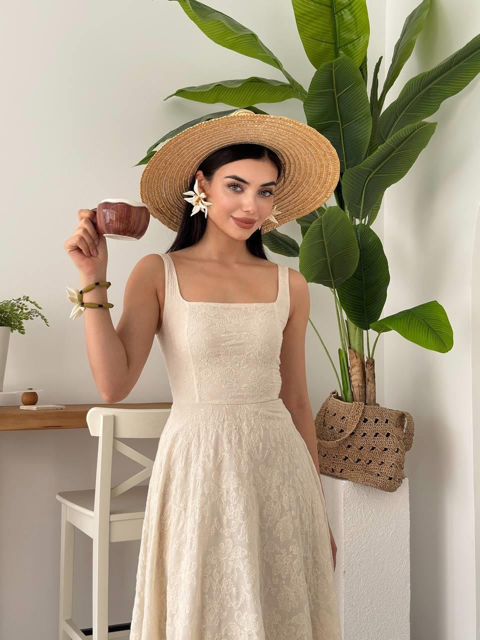 Rochie Cuper Çiçek cu Detalii