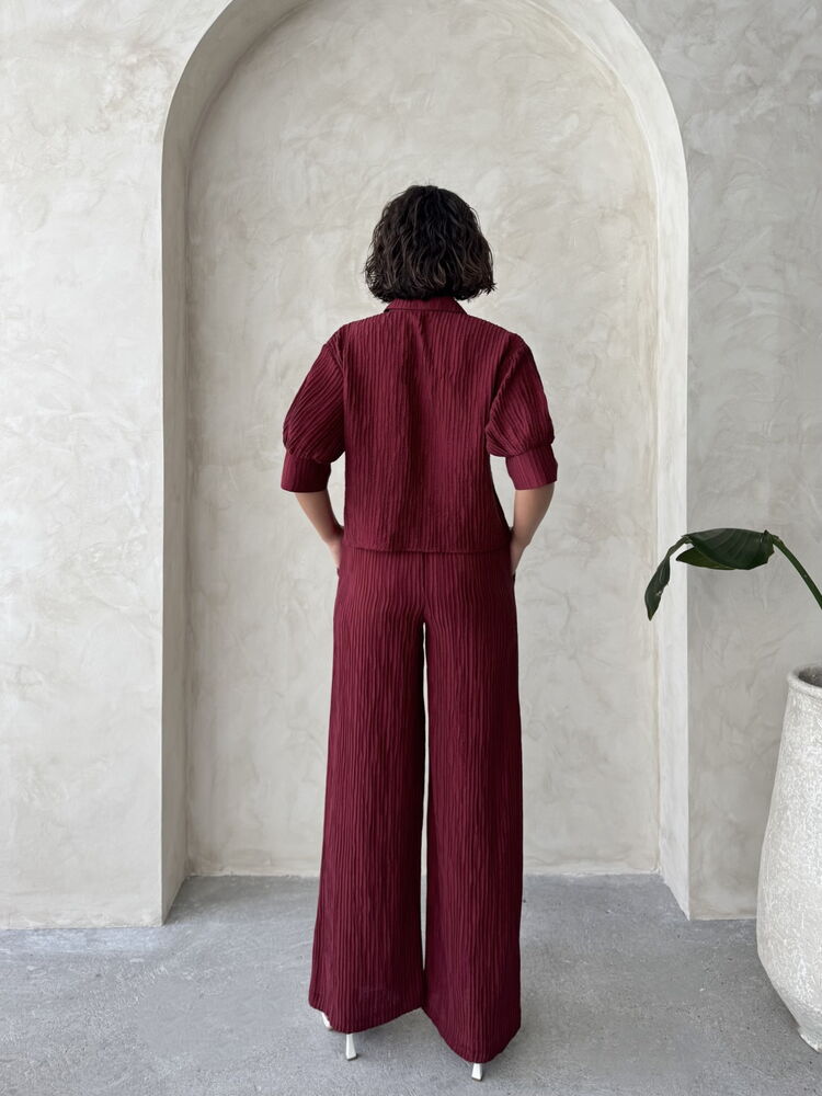 Pantaloni plisați en-gros - Burgundy | Topshow