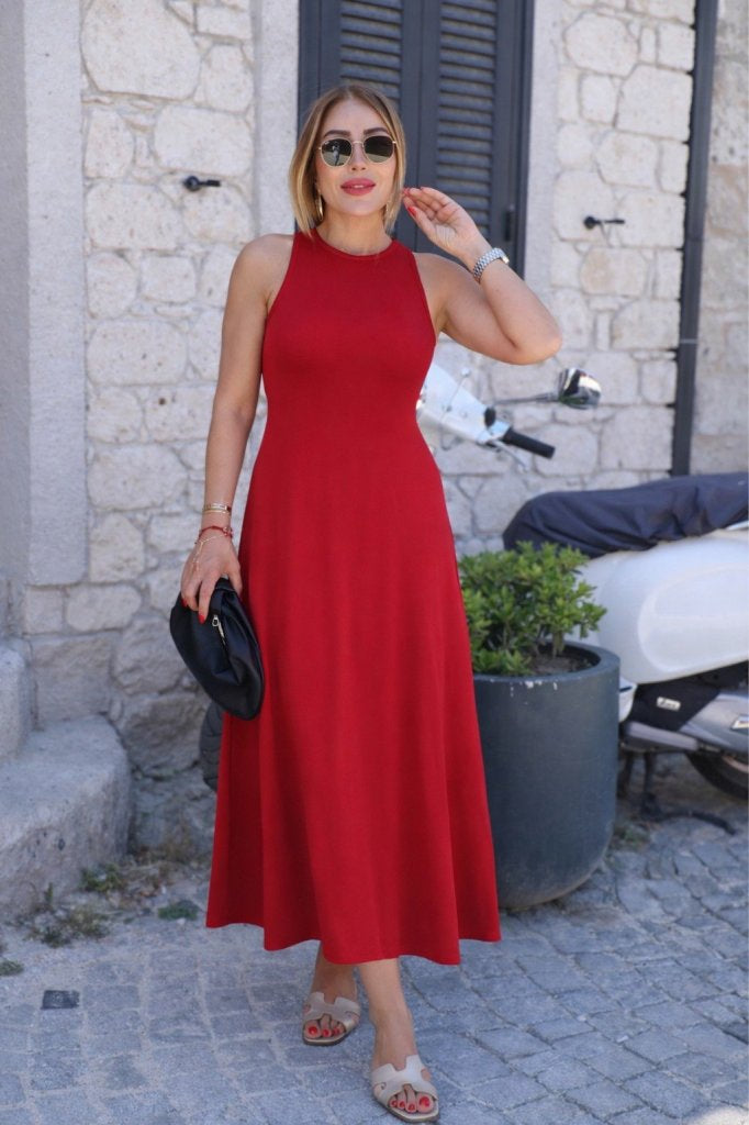 Rochie din Viscon, Femeie, Umeri Goi, Broșă Dorsală, Tăieturi Laterale, Lungime Lungă, 36721