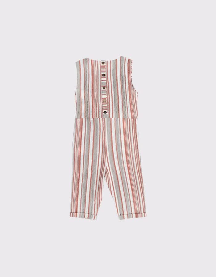 Desenli Kuşaklı Keten Çocuk Tulum | 3–9 Yaş | RG Brand | RG1298 - MOR