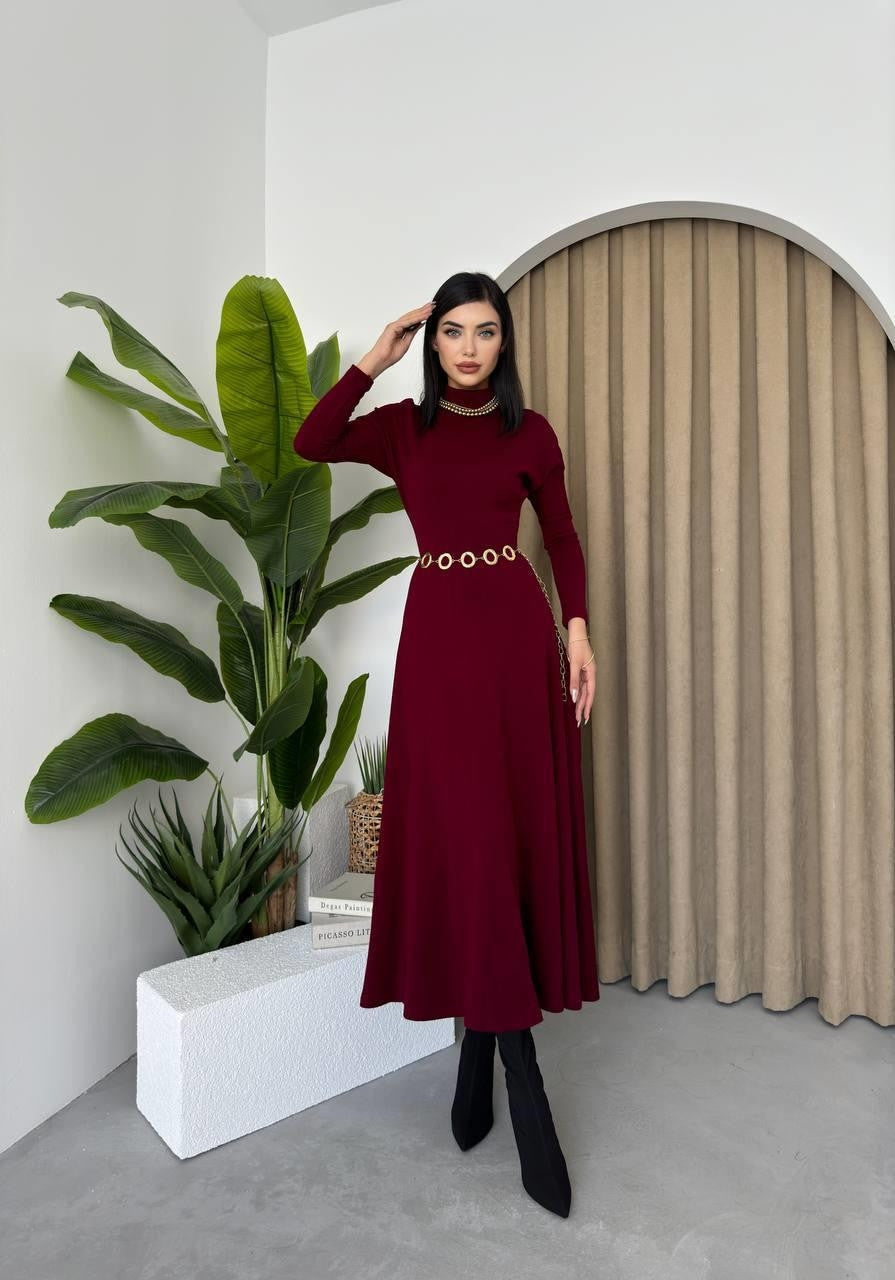 Rochie midi Dina cu decolteu tip barcă