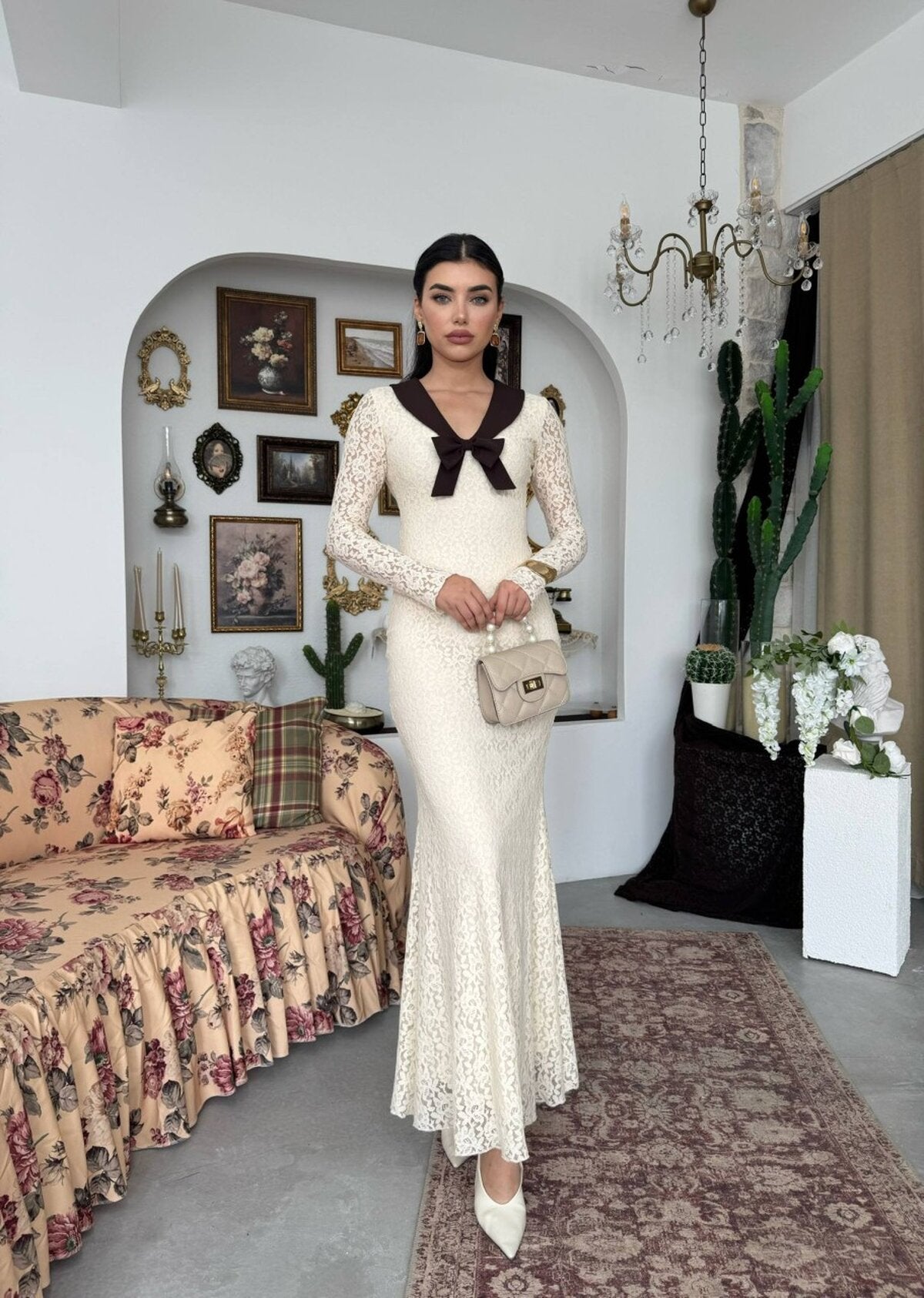 Duyru Rochie Detaliată cu Fundă
