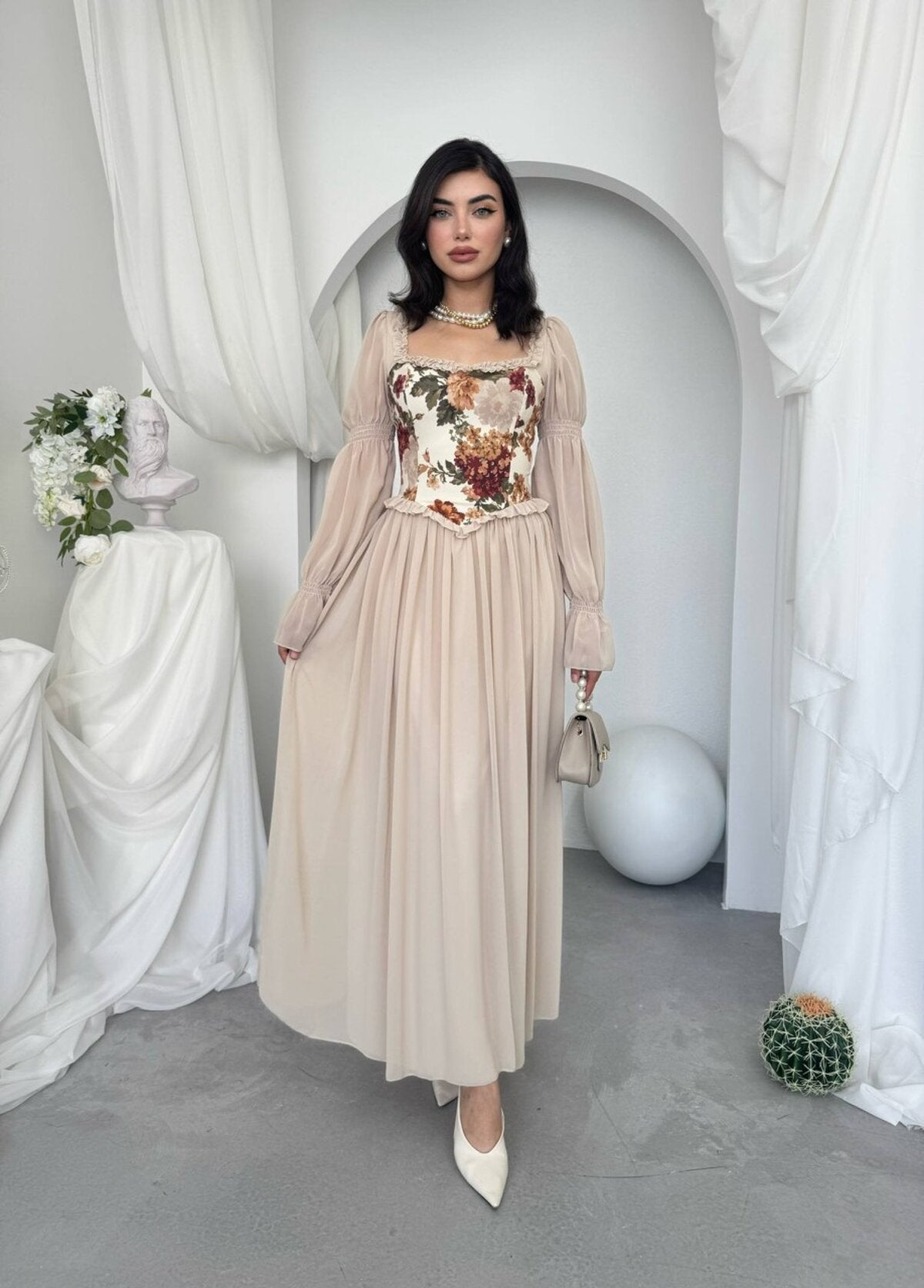 Rochie Elf cu Detalii Florale