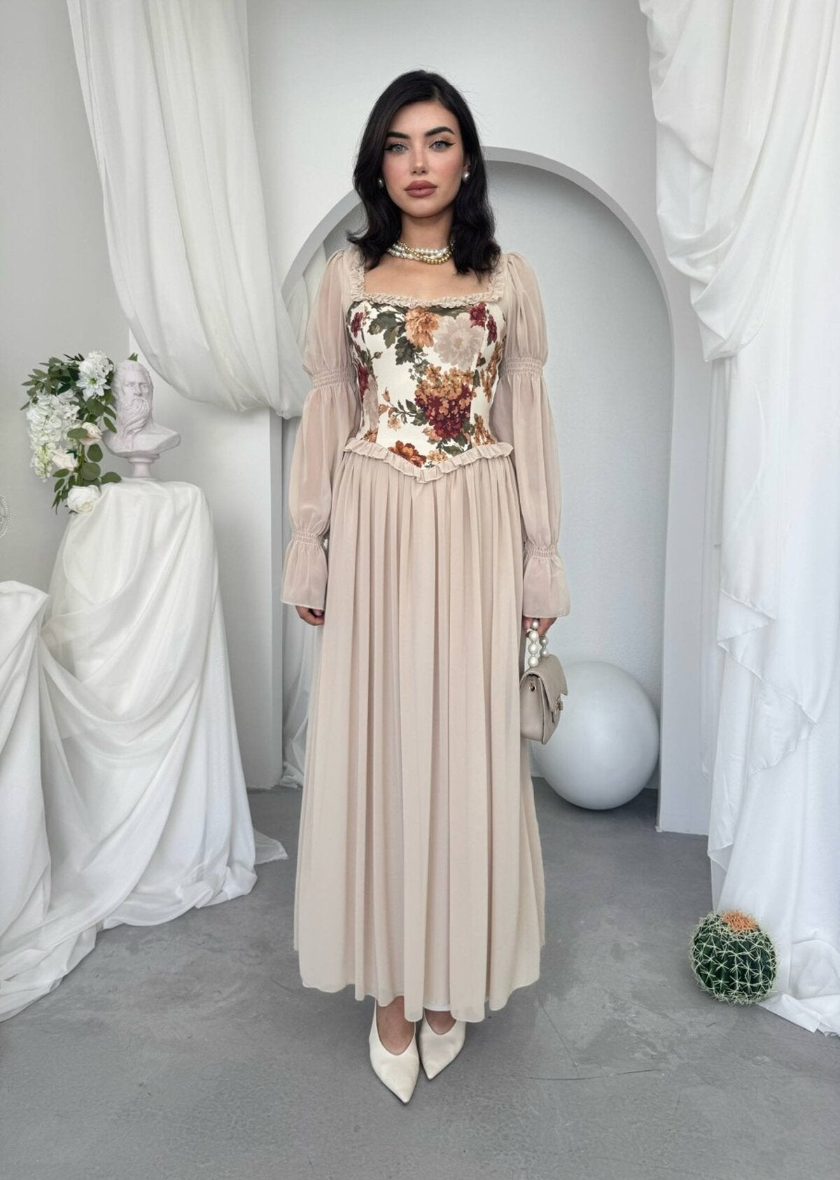 Rochie Elf cu Detalii Florale
