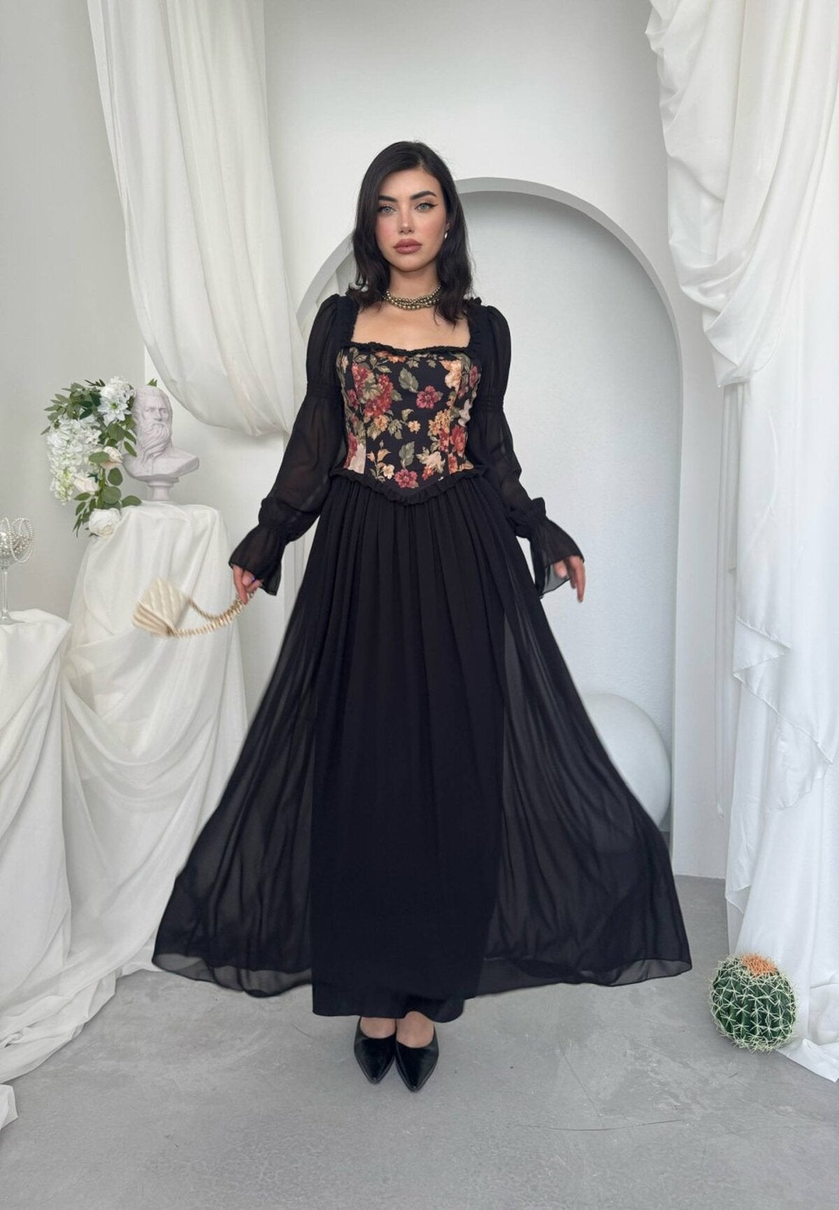 Rochie Elf cu Detalii Florale