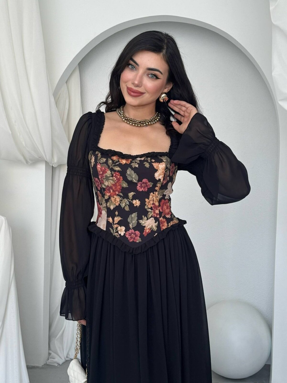Rochie Elf cu Detalii Florale