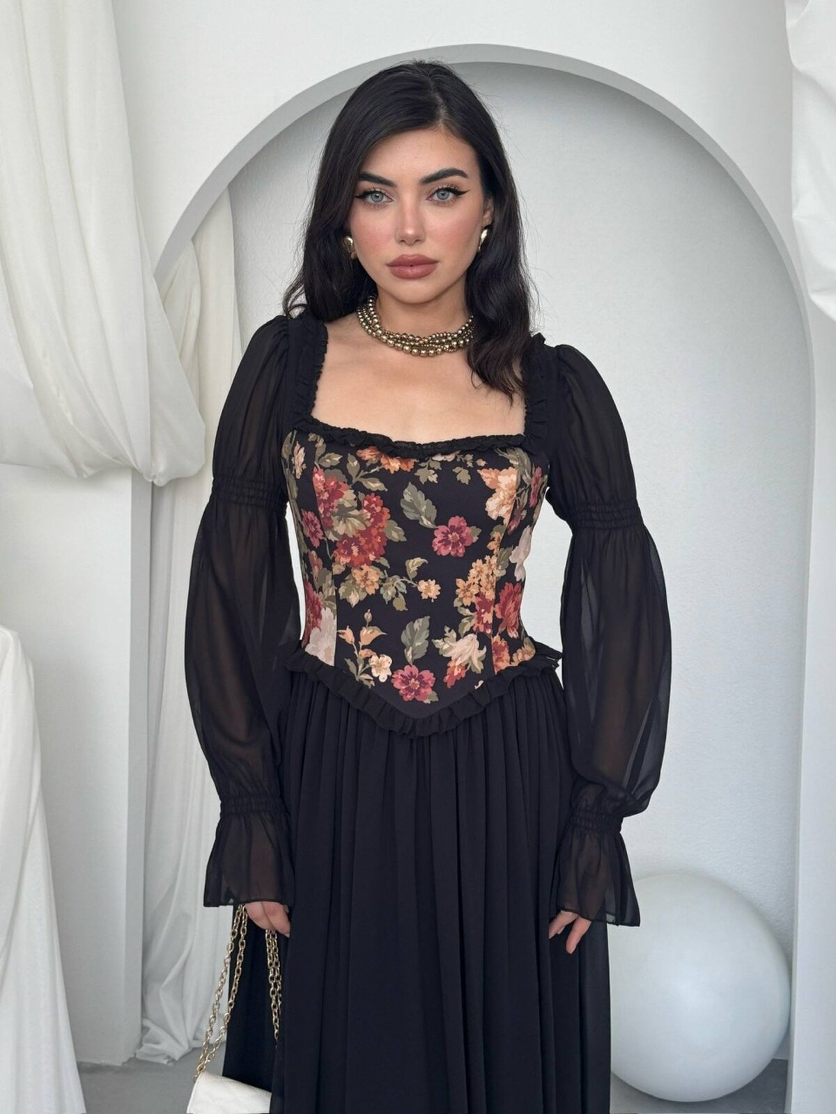 Rochie Elf cu Detalii Florale