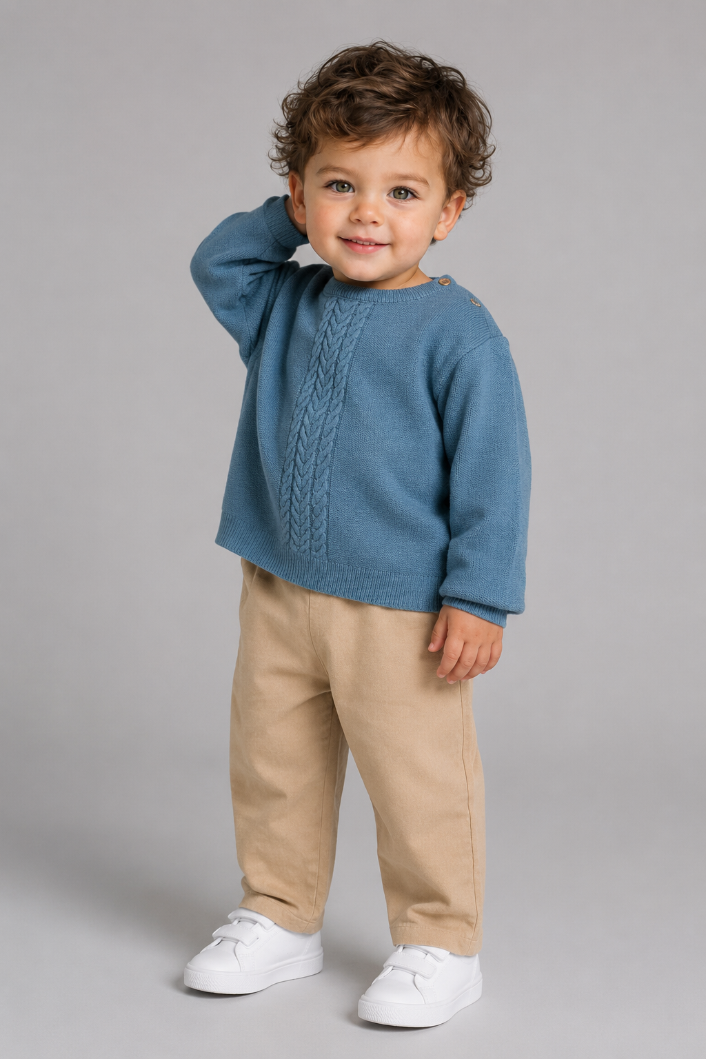 Set de tricot Tuffy cu pantalon Gabardin pentru bebeluși-03685 - Vișon