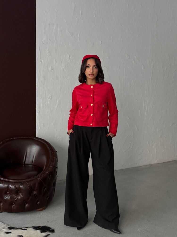Topshow Suet Pocket Jacket - Red | F1800