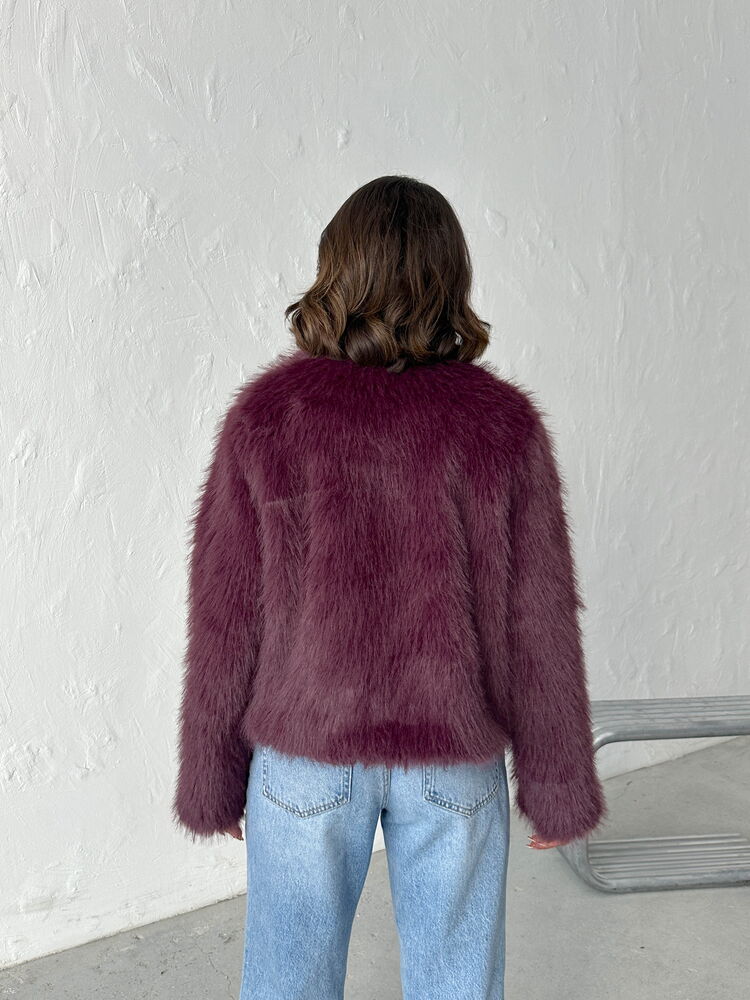 Topshow - Wholesale Faux Fur Women's Coat - Plum