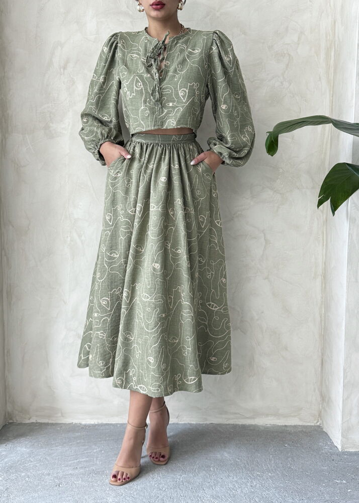 Embroidered Wholesale Skirt - Light Khaki