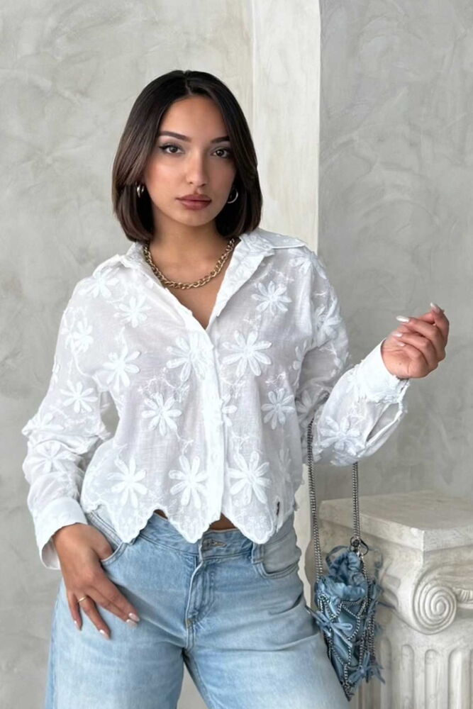 Embroidered Shirt - Cream