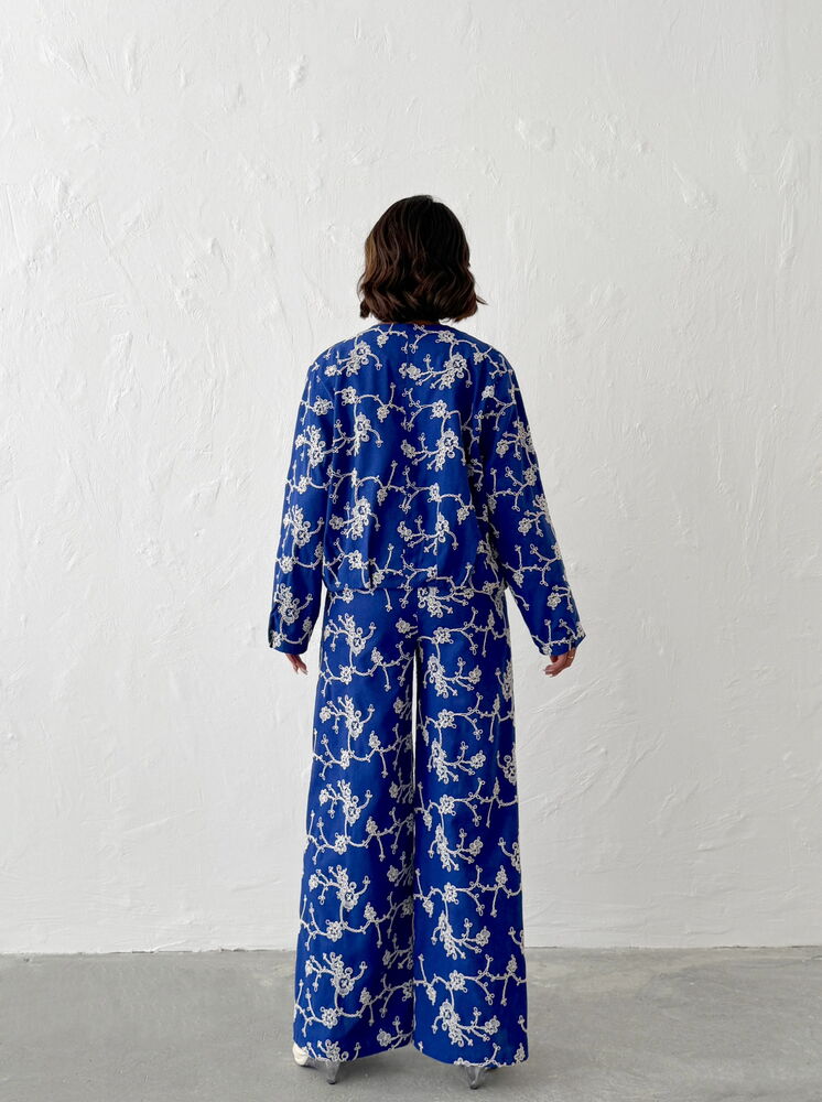 Jachetă cu fermoar și broderie florală - Saks