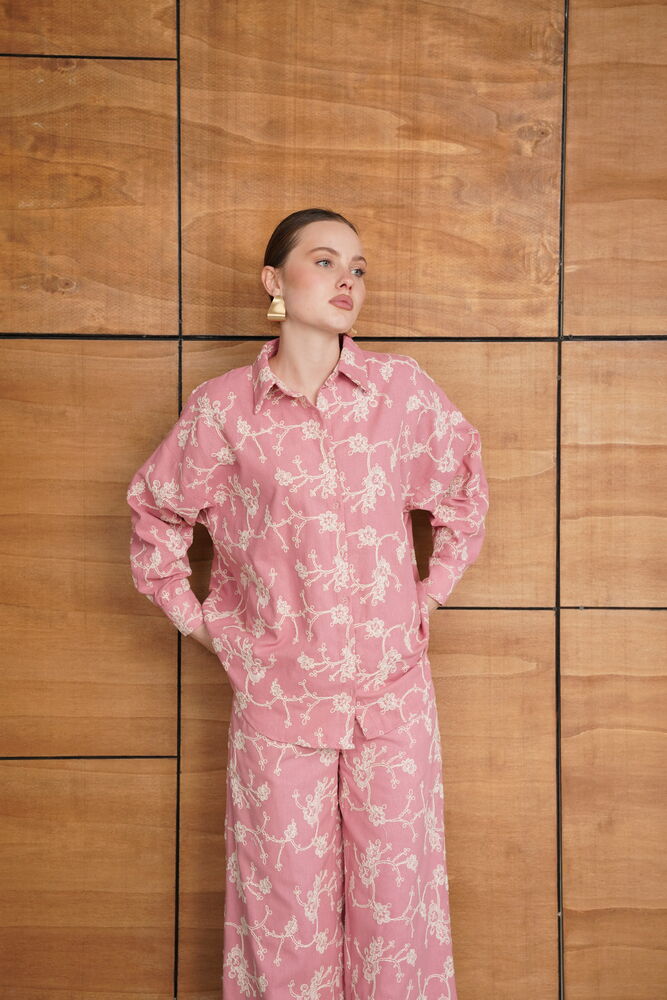 Embroidered Shirt - Pink | F1951 - Topshow