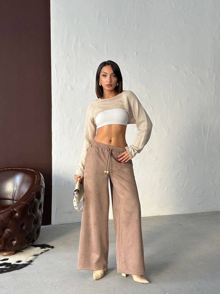 Topshow Scuba Suede Pants with Stripe Detail - | F1972