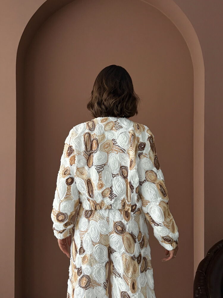 Topshow Wholesale Patterned Zippered Jacket – Stylish and Modern Design - Coffee | F1975