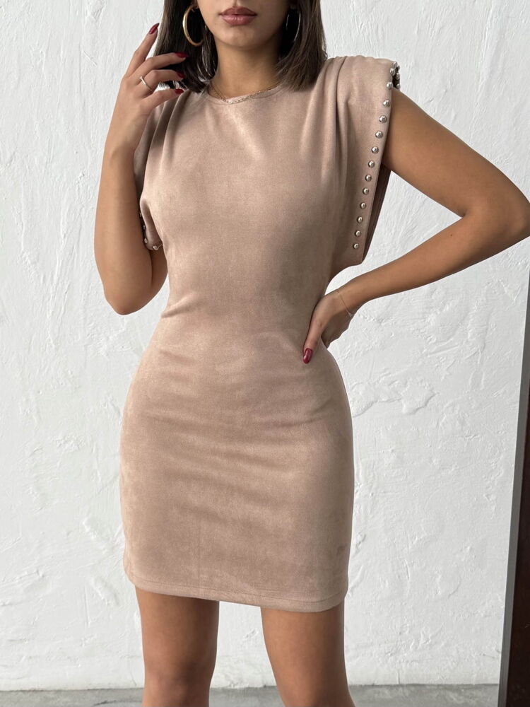 Rochie Topshow din piele întoarsă cu imprimeu scuba - Stone | F2002