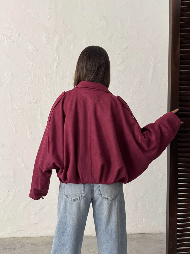 Palton Topshow Scuba Suede - Roșu Claret | F2017