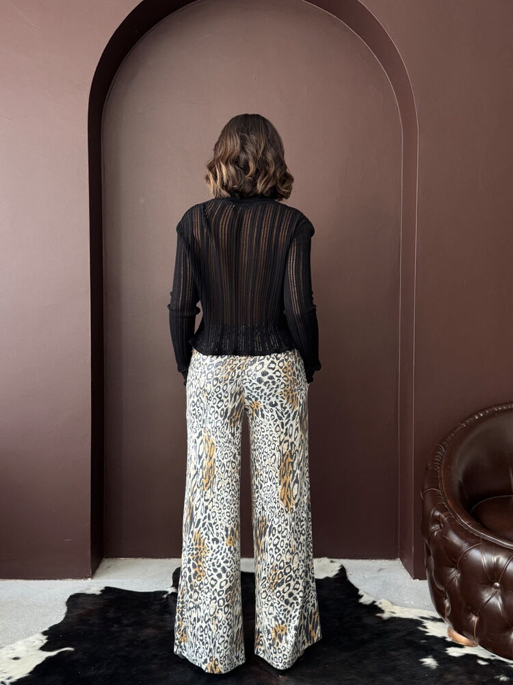 Topshow - Wholesale Trendy Leopard Print Wide Leg Pants - Day And Night - Light Leopard