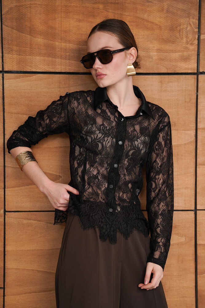 Lace Wholesale Shirt - Black | F2073 - Topshow