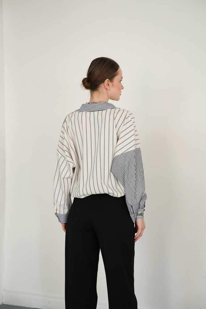 Wholesale Shirt with Cross Stitch from Neck to Hem - Stone Black | F2094 - Topshow
