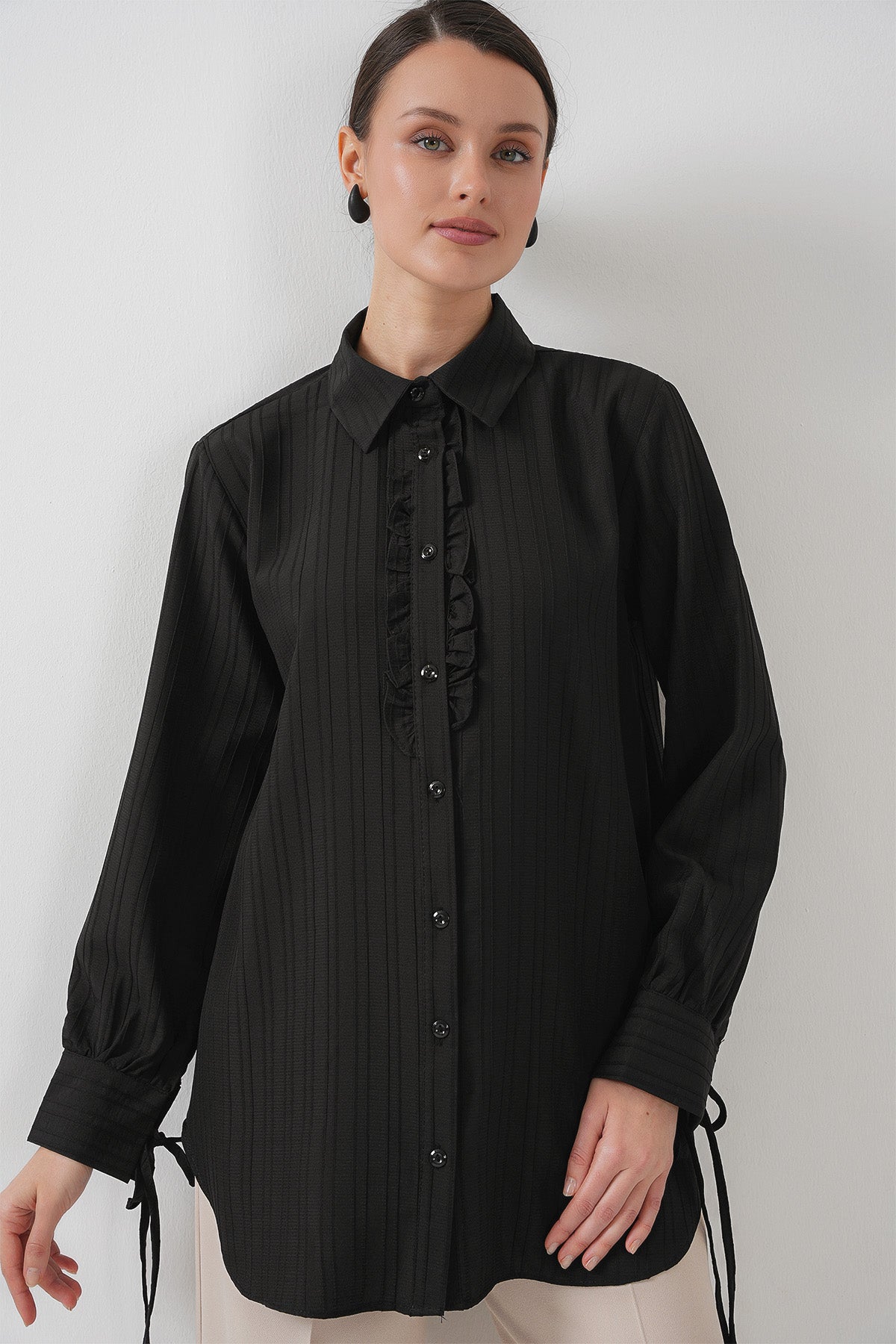 Tunica lunga cu volan 5953 - Negru
